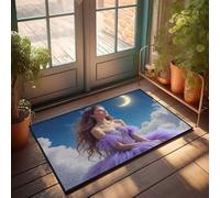 CDSS Felpudo de casa de campo para exteriores con diseño de princesa de cuento de hadas, alfombra de porche para exteriores (65 x 90 cm)