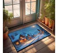 CDSS Felpudo decorativo para el hogar Winter Wonderland: A Snowy Night In The Village, felpudo positivo, regalo para decoración del hogar (50 x 80 cm)