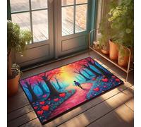 CDSS Felpudo divertido camino al amor en el bosque encantado, felpudo interior para puerta delantera, entrada, verano, alfombra de suelo (65 x 90 cm)