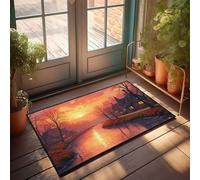 CDSS Felpudo divertido para entrada al aire libre, atardecer serenidad en el pueblo, felpudo de bienvenida personalizado (50 x 80 cm)