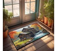 CDSS Felpudo para exteriores Autumn Serenity: A Rustic Mill By The River, felpudo de bienvenida para interiores y exteriores (65 x 90 cm)