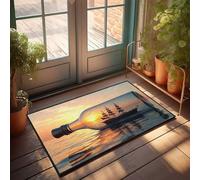 CDSS Felpudo para exteriores con diseño de barco en una botella al atardecer, felpudo de bienvenida para interiores y exteriores (40 x 60 cm)