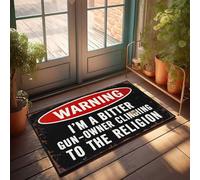 CDSS Felpudo para puerta con texto en inglés "Friends", con texto en inglés "Friends", con texto en inglés "Bitter Gun Owner Clinging To Religion", para exteriores, divertido tapete de primavera (40 x