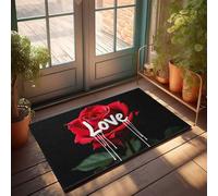 CDSS Felpudos de otoño para entrada al aire libre, hogar, amor en flor: una rosa roja, felpudo de interior para puerta pequeña (50 x 80 cm)