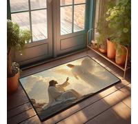 CDSS Felpudos para entrada al aire libre, hogar, divertido encuentro angélico en el cielo, felpudo divertido para decoración de oficina, casa de campo (65 x 90 cm)