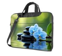 CDSS Funda para laptop, orquídea azul y piedras negras en la naturaleza, mochila para computadora portátil para hombre, funda para laptop de 14 pulgadas, Color, 29x40cm