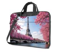 CDSS Mochila para laptop para hombre, diseño de París en flor: una primavera con vista de la Torre Eiffel, bolsa para laptop, bolsa para laptop para mujer, 17 pulgadas, color, 26x36cm