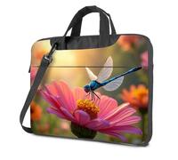 CDSS Mochila para laptop para hombre, libélula bailando sobre una flor rosa, bolsa para laptop, bolsa para laptop para mujer, 17 pulgadas, Color, 26x36cm