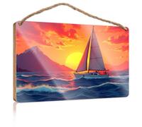 CDSS Placa de madera con cita «Sailing Into The Sunset: A Serene Journey», letrero de madera para decoración de patio, letreros de madera para manualidades (15 x 28 cm)
