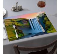 CDSS Platos decorativos Nature's Majesty: A Majestic Waterfall in The Wild Dining Manteles individuales prémium para cocina y comedor (4 piezas)