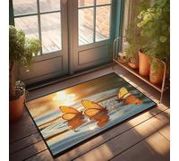 CDSS Tapete de cocina de estilo rústico con mariposas doradas al atardecer, decoración de habitación para hombres, tapetes para puerta de entrada exterior (65 x 90 cm)
