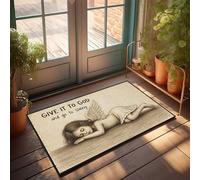 CDSS Tapete de cocina de granja con texto en inglés "Give It To God And Go To Sleep: A Serene Angel's Nullaby Doormat Room Decor For Men Door Mats For Outdoor Entry (40 x 60 cm)