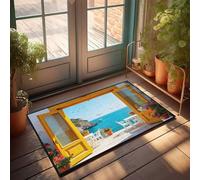 CDSS Tapete de cocina estilo rústico con vista al mar desde la terraza, decoración de habitación para hombres, tapetes para puerta de entrada exterior (65 x 90 cm)