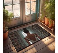 CDSS Tapete de entrada para interiores y adolescentes, diseño de biblioteca de soledad de una mujer (65 x 90 cm)
