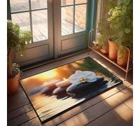 CDSS Tapete de otoño para porche, atardecer con orquídea y piedras, tapete de otoño para puerta delantera, decoración exterior para porche (50 x 80 cm)