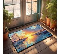 CDSS Tapete de otoño para porche de vela, serenidad: una puesta de sol en la marina, tapete de otoño para puerta delantera, decoración exterior para porche (40 x 60 cm)