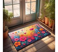 CDSS Tapete liso para exteriores, colorido jardín: un paraíso floral, felpudo divertido tapete de baño para decoración de dormitorio (50 x 80 cm)