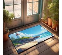 CDSS Tapete liso para exteriores, faro junto a la playa: serenidad y belleza, divertido tapete de baño para decoración de dormitorio (65 x 90 cm)