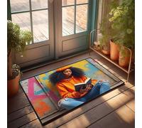 CDSS Tapete para leer en casa en el colorido espacio urbano, tapete de bienvenida para el aula, decoración de puerta delantera (40 x 60 cm)
