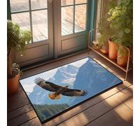 CDSS Tapete para puerta de casa de campo con águila volando contra majestuosos picos de montaña, felpudo para puerta de otoño, alfombra de porche al aire libre (40 x 60 cm)
