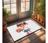 CDSS Tapetes de entrada para interiores con coletas de arco iris sosteniendo flores, felpudo para alberca para adolescentes (50 x 80 cm)