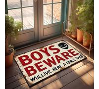 CDSS Welcome Mats Funny Boys Beware: The Drill Dad Is Here! Felpudo de otoño para exteriores con refranes (50 x 80 cm)