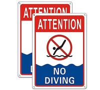 CDXHOME 2 señales de advertencia de piscina sin buceo, aluminio sin óxido, protección UV, impermeable y resistente a la intemperie, fácil de montar, interior y exterior, 7 x 10 pulgadas