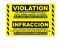 CDXHOME Calcomanías de infracción de estacionamiento para automóviles y camiones, 100 boletos de remolque bilingües españoles, difíciles de quitar, sin calcomanías de estacionamiento, advertencia de