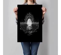 CDXNORA Cuadro sobre lienzo Puesta De Sol Líneas, Lienzos decorativos Minimalista Misterioso Vertical Negro, 30x40 cm Decoración de pared con arte para Salon Dormitorio Baño WC, sin marco