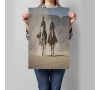 CDXNORA Cuadro sobre lienzo Vaqueros Equitación Desierto, Lienzos decorativos Realismo Occidente Vertical Marrón, 50x70 cm Decoración de pared con arte para Salon Dormitorio Baño WC, sin marco