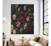 CDXNORA Cuadros Decoracion Salon Lirios Claveles, Lienzos decorativos Retro Floral 40x60 cm, Rojo Cuadro Sobre Lienzo Vertical Dormitorio Cuadros Pared Imágenes Wall Art Prints