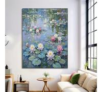 CDXNORA Cuadros Decoracion Salon Loto Hoja De Loto, Lienzos decorativos Estilo De Pintura Al Óleo 30x40 cm, Verde Cuadro Sobre Lienzo Vertical Dormitorio Cuadros Pared Imágenes Wall Art Prints