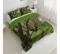 CDXNORA Edredón 4 Estaciones Estampado Willow Grove Sendero, Suave Confortable Paisajes Naturales Microfibra Verde Edredón, para Niñas Juveniles Adulto Transpirable Edredones 240x220 cm