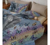 CDXNORA Edredon para Cama Vistoso Invierno 200x200 cm, Edredones Acuarela Cuento De Hadas con Relleno de Fibra para Camas, Edredón Acolchado Elefante Mariposa Colcha de Suave Microfibra
