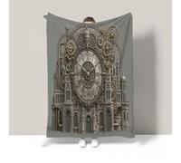 CDXNORA Manta de Franela Relojes Engranajes, Manta Arquitectura Industrial Retro Súper Cálida y Suave, Ligera y Transpirable Gris Mantas para Todas Las Estaciones, para Cama Sofá Sillón 130x150 cm