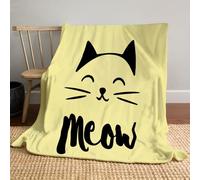 CDXNORA Manta Lindo Dibujo Animado, Manta con Estampado Gato Palabra Suave y cómodo, Toda La Temporada Ligera Amarillo Mantas para sofá, para Cama Sofá decoración de Habit 100x150 cm