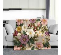 CDXNORA Manta Rosa con Estampado Plantas Flores, Manta Retro Elegante Franela Suave y Acogedora, Cálida Mantas para Niños y Niñas como Regalo, para Cama Sofá Sillón Viajes 180x200 cm