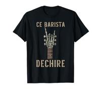 CE Barista Dechire Squelette Gothique Rocker Guitarra Musical Camiseta