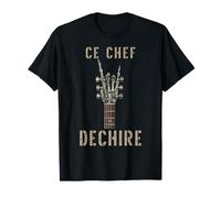 CE Chef Dechire Squelette Gothique Rocker Guitarra Musical Camiseta