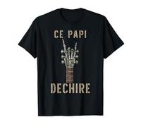 CE Papi Dechire Squelette Gothique Rocker Guitarra Musical Camiseta