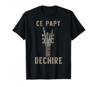 CE PAPY Dechire Squelette Gothique Rocker Guitarra Musical Camiseta