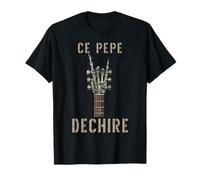 CE Pepe Dechire Squelette Gothique Rocker Guitarra Musical Camiseta