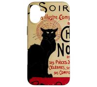 CE Soir Chat Noir, Vintage Art Nouveau Gato Negro Carcasa para iPhone 16 Plus