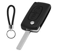 CE0523 Carcasa Llave Mando 2 Botones para Citroen y Peugeot, CE0536 Repuesto Funda para C2 C3 C4 C5 C6 C8 207 307 308 407 408 607 608 3008 5008, Car Key Case Solapa con Llavero