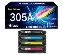 CE410A CE411A CE412A CE413A 305A Kit de 4 Cartuchos de Tóner Compatible para HP - ~2.600 Páginas Cada Uno - para LaserJet Enterprise 300 M451dw M475dn M375nw,4pack