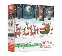 Ceaco - Glitter - Jill Howarth - TWAS The Night Before Christmas - Rompecabezas de 100 piezas para familias - Perfecto para noches de juegos - Rompecabezas terminado tamaño 15 x 11 pulgadas