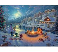 Ceaco - Thomas Kinkade Disney Holiday Rompecabezas de 1000 piezas, Mickey y Minnie Christmas Lodge