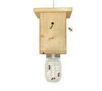 ceasnitis Trampa para avispas de madera, trampa para abejas para colgar al aire libre, trampas amarillas y trampas para avispas, trampas reutilizables de madera para destruir avispas