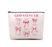 CEASQVAA Bolsa de cosméticos de maquillaje para mujeres, compañeros de trabajo, regalo de cumpleaños, bolsa de maquillaje para colegas y amigas, God says I am