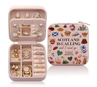 CEASQVAA Joyero de regalo escocés de Escocia, recuerdos esenciales de viaje a Escocia para mujeres, regalo de Edimburgo, organizador de joyas de viaje Scotland Is Calling And I Must Go